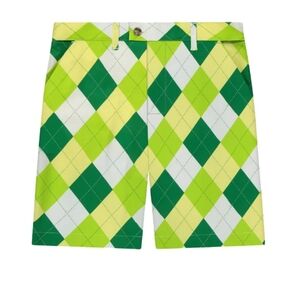 Loudmouth A Tisket A Tasket Yellow Green Patterned Golf Shorts Mens Size 36